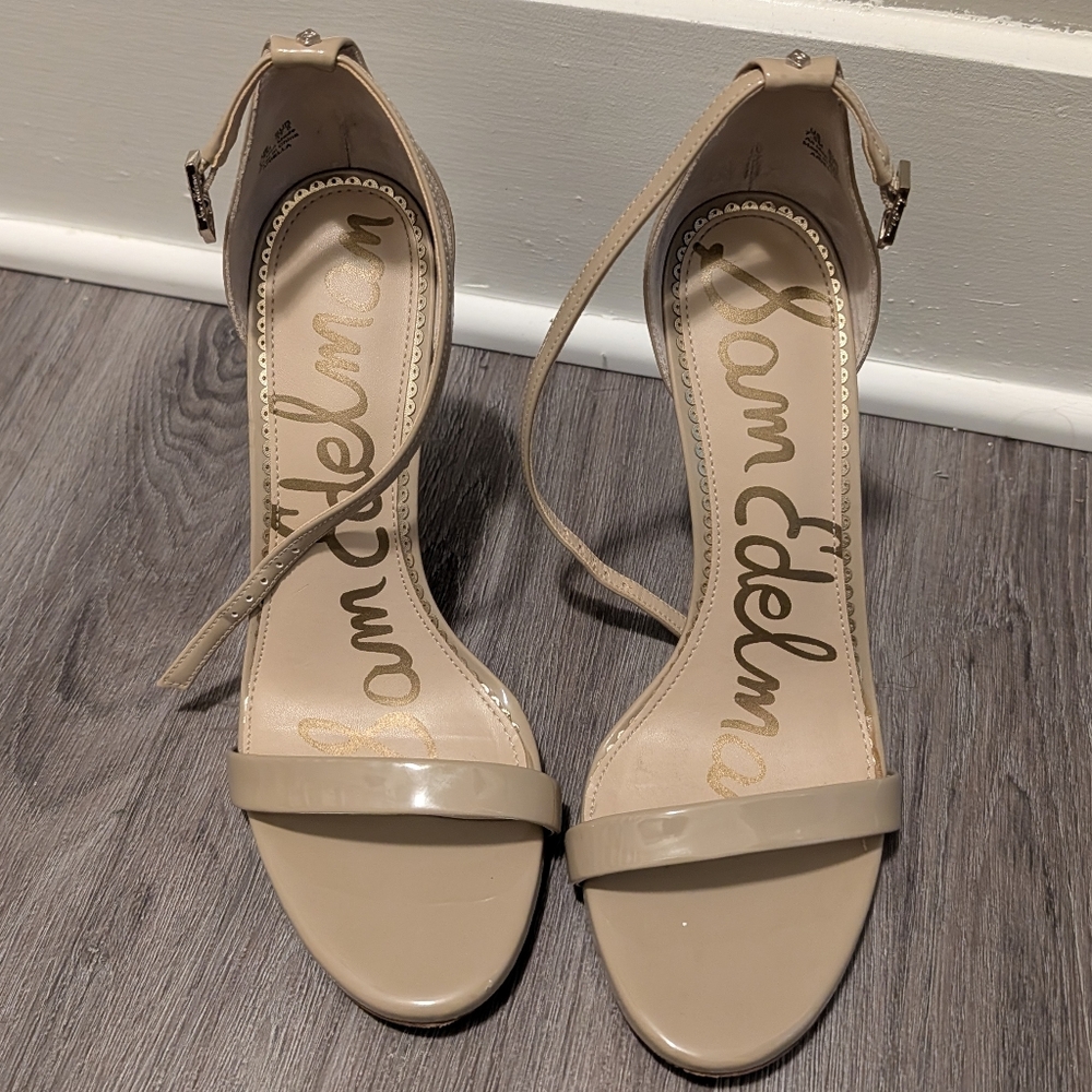 Sam Edelman Beige Ankle Strap Heels
